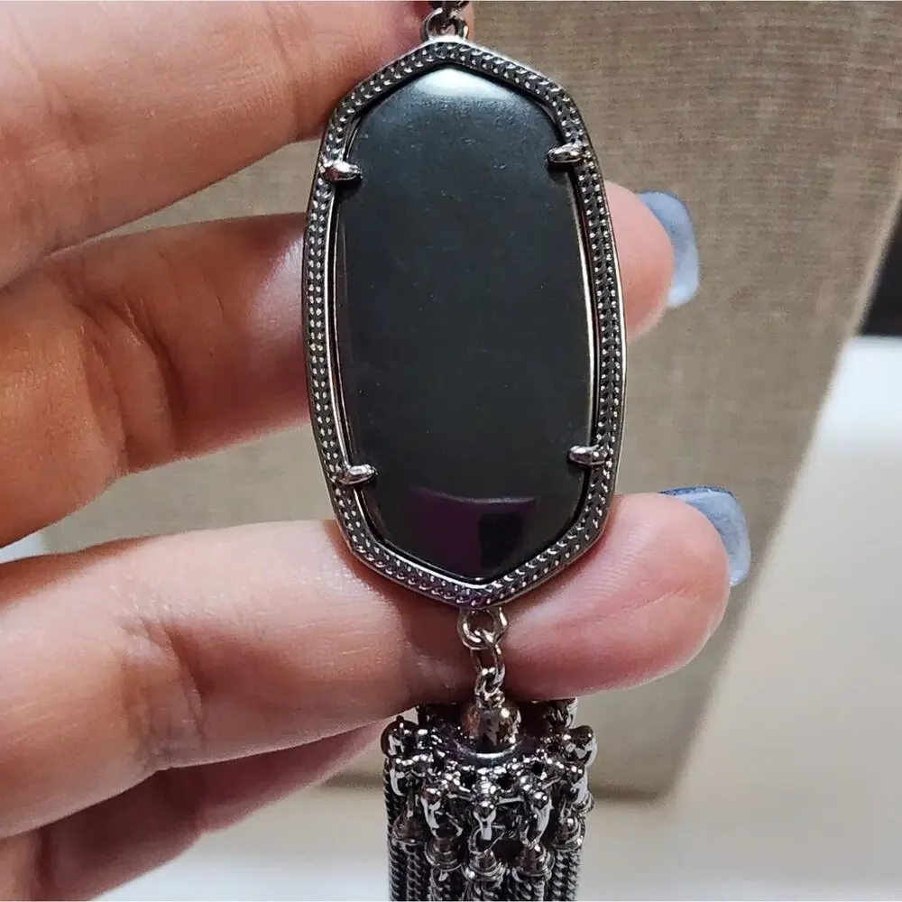 Kendra‎ scott gunmetal and black Rayne necklace